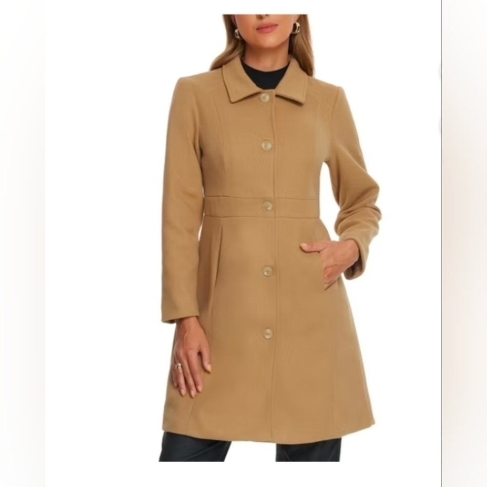 Allegra K Lapel Coats for Women's Button Down Single Breasted Long Sleeve Winter